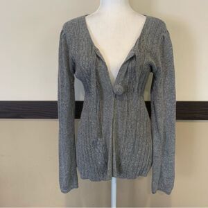 Heritage Grey Cable Knit Long Sleeve Single Button Cardigan